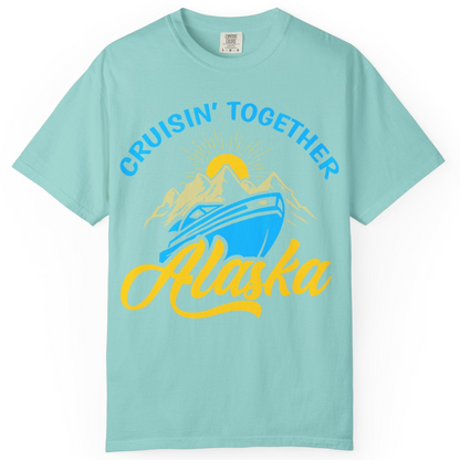 Alaska Cruise Adventure Mountains Sunrise Retro Shirt for Travelers — Comfort Comfort Colors T-Shirt – Chalky Mint – Alaska Cruise Shirts