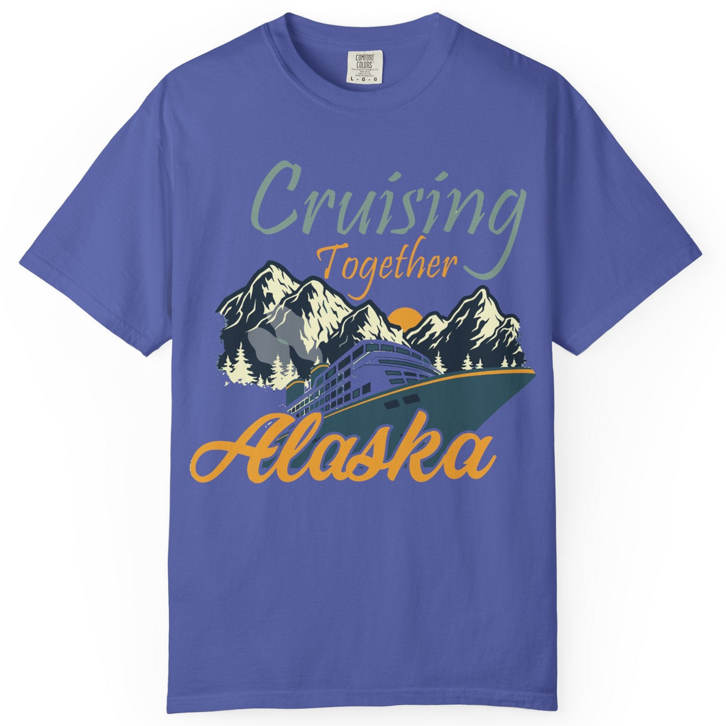 Cruising Together Alaska Mountains Family Alaska Cruise Adventure Shirt — Comfort Comfort Colors T-Shirt – Periwinkle – Alaska Cruise Shirts