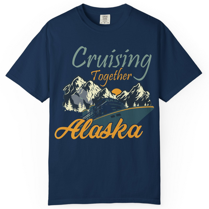 Cruising Together Alaska Mountains Family Alaska Cruise Adventure Shirt — Comfort Comfort Colors T-Shirt – Navy – Alaska Cruise Shirts