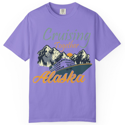 Cruising Together Alaska Mountains Family Alaska Cruise Adventure Shirt — Comfort Comfort Colors T-Shirt – Violet – Alaska Cruise Shirts