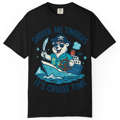 Funny Polar Bear Pirate Cruise Vacation Shirt Comfort Colors T-Shirt – Black – Alaska Cruise Shirts