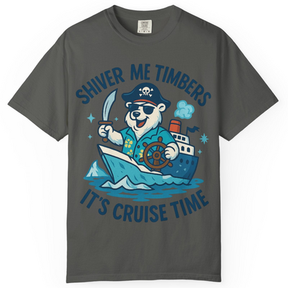 Funny Polar Bear Pirate Cruise Vacation Shirt Comfort Colors T-Shirt – Pepper – Alaska Cruise Shirts