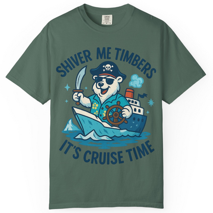 Funny Polar Bear Pirate Cruise Vacation Shirt Comfort Colors T-Shirt – Blue Spruce – Alaska Cruise Shirts