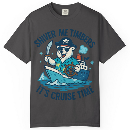 Funny Polar Bear Pirate Cruise Vacation Shirt Comfort Colors T-Shirt – Graphite – Alaska Cruise Shirts
