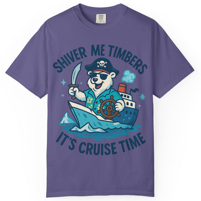 Funny Polar Bear Pirate Cruise Vacation Shirt Comfort Colors T-Shirt – Grape – Alaska Cruise Shirts