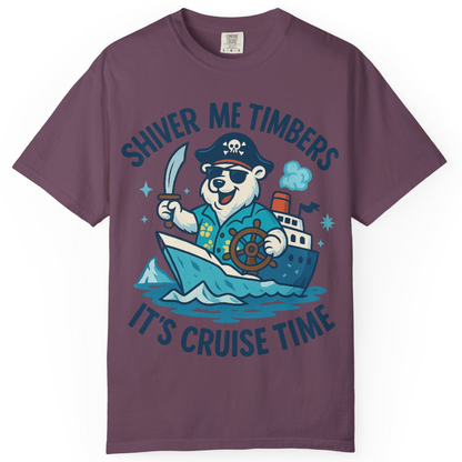 Funny Polar Bear Pirate Cruise Vacation Shirt Comfort Colors T-Shirt – Berry – Alaska Cruise Shirts