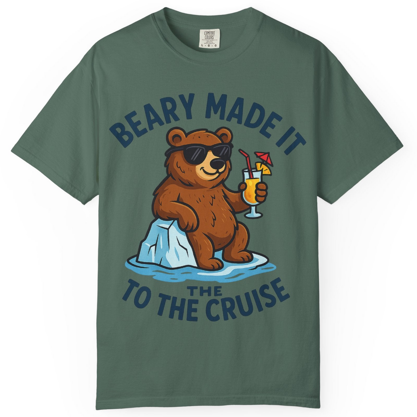 Funny Cruise Bear Shirt Comfort Colors T-Shirt – Blue Spruce – Alaska Cruise Shirts