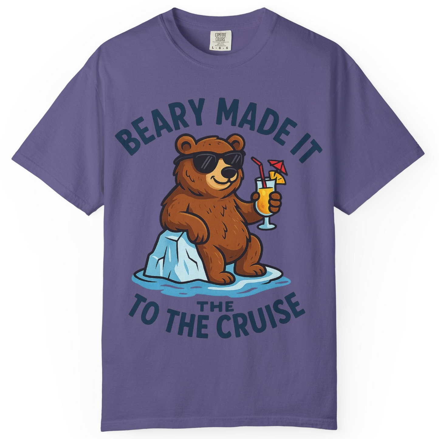 Funny Cruise Bear Shirt Comfort Colors T-Shirt – Grape – Alaska Cruise Shirts