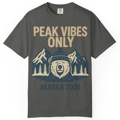 Alaska 2026 Mountain Adventure Bear Comfort Colors T-Shirt – Pepper – Alaska Cruise Shirts