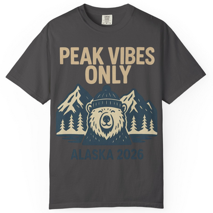 Alaska 2026 Mountain Adventure Bear Comfort Colors T-Shirt – Graphite – Alaska Cruise Shirts