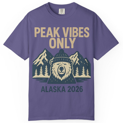 Alaska 2026 Mountain Adventure Bear Comfort Colors T-Shirt – Grape – Alaska Cruise Shirts