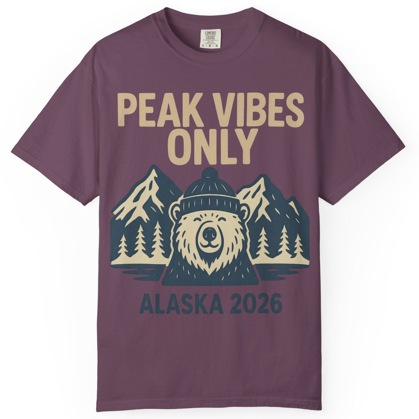 Alaska 2026 Mountain Adventure Bear Comfort Colors T-Shirt – Berry – Alaska Cruise Shirts
