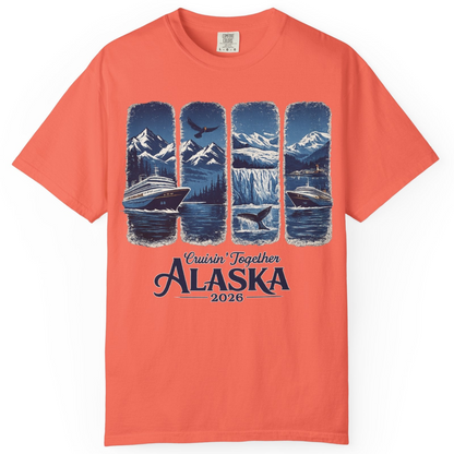 Alaska Cruise Adventure Shirt Comfort Colors T-Shirt – Bright Salmon – Alaska Cruise Shirts