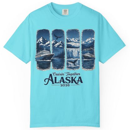 Alaska Cruise Adventure Shirt Comfort Colors T-Shirt – Lagoon Blue – Alaska Cruise Shirts