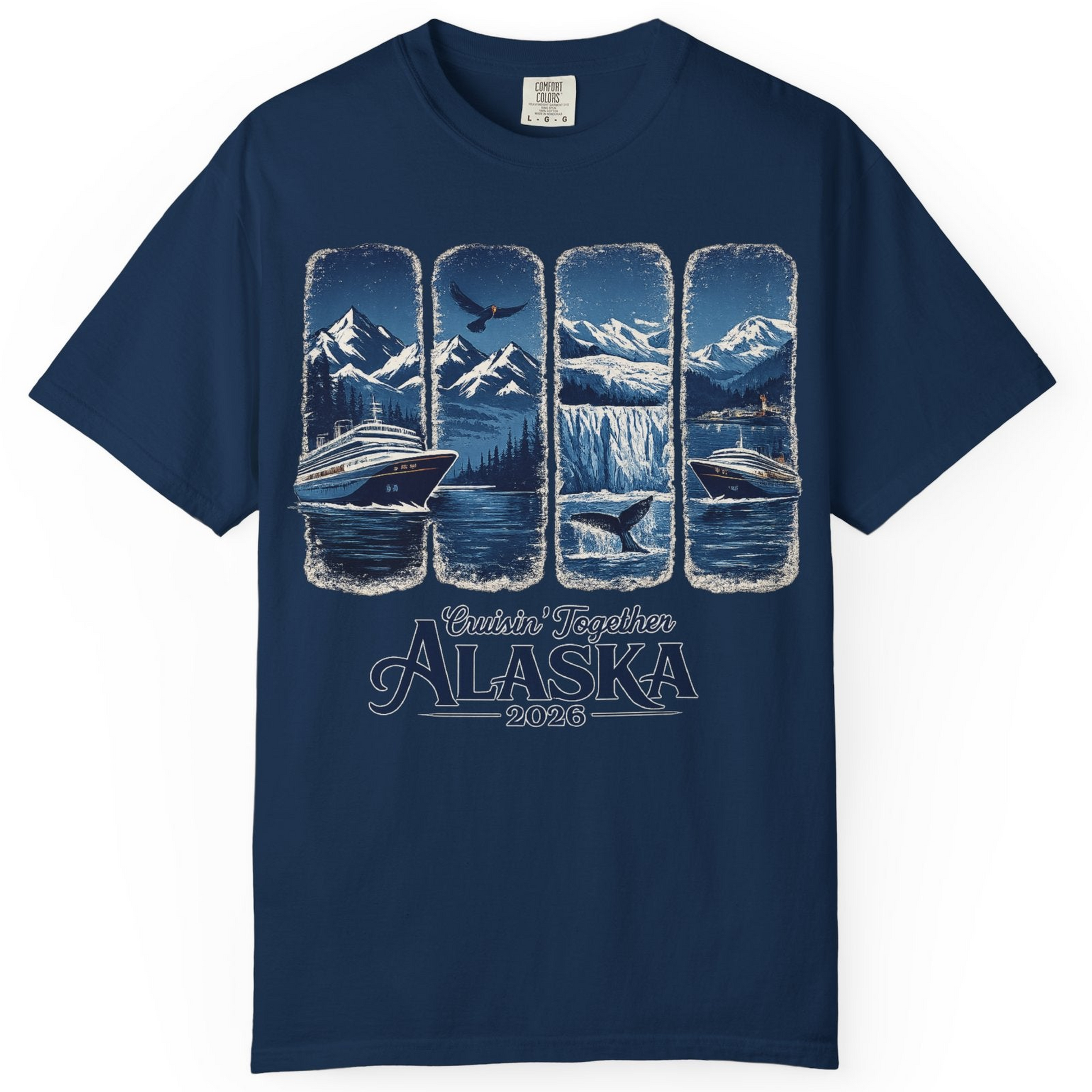 Alaska Cruise Adventure Shirt Comfort Colors T-Shirt – Navy – Alaska Cruise Shirts