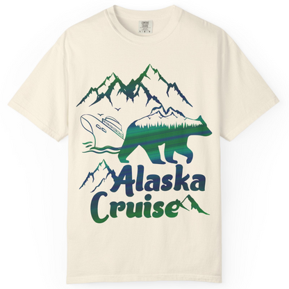 Alaska Cruise Bear Mountains Silhouette Shirt Comfort Colors T-Shirt – Ivory – Alaska Cruise Shirts