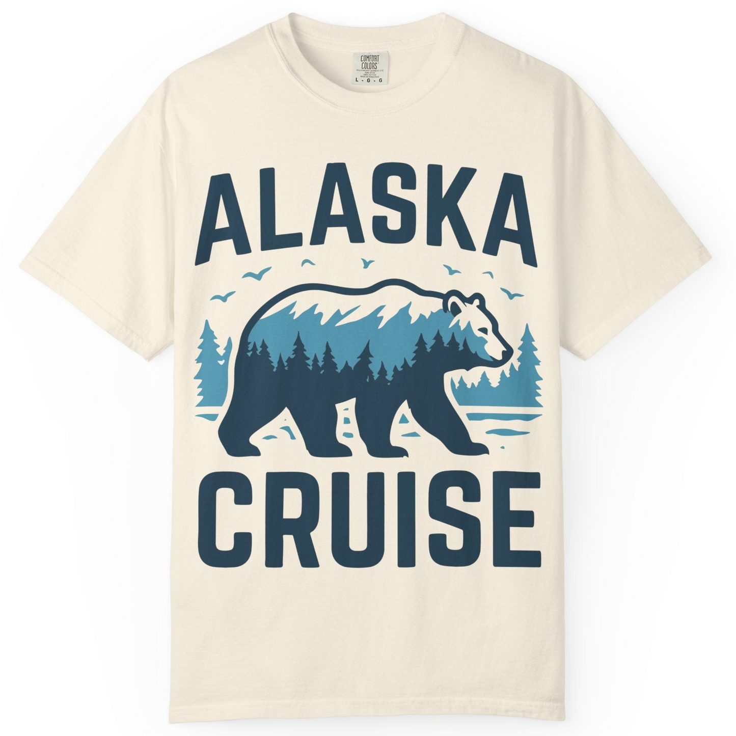 Alaska Cruise Shirt Bear Silhouette Forest Wildlife Nature Tee — Comfort Comfort Colors T-Shirt – Ivory – Alaska Cruise Shirts