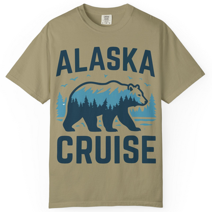 Alaska Cruise Shirt Bear Silhouette Forest Wildlife Nature Tee — Comfort Comfort Colors T-Shirt – Khaki – Alaska Cruise Shirts