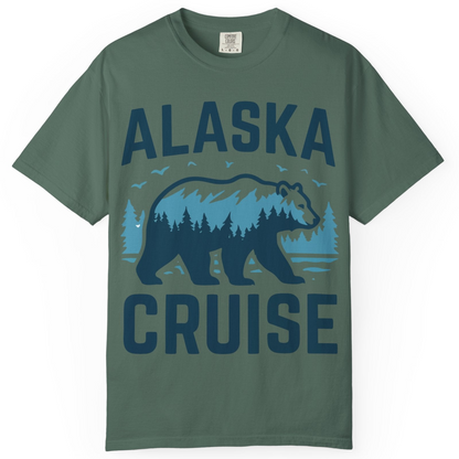 Alaska Cruise Shirt Bear Silhouette Forest Wildlife Nature Tee — Comfort Comfort Colors T-Shirt – Blue Spruce – Alaska Cruise Shirts