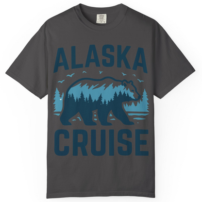 Alaska Cruise Shirt Bear Silhouette Forest Wildlife Nature Tee — Comfort Comfort Colors T-Shirt – Graphite – Alaska Cruise Shirts