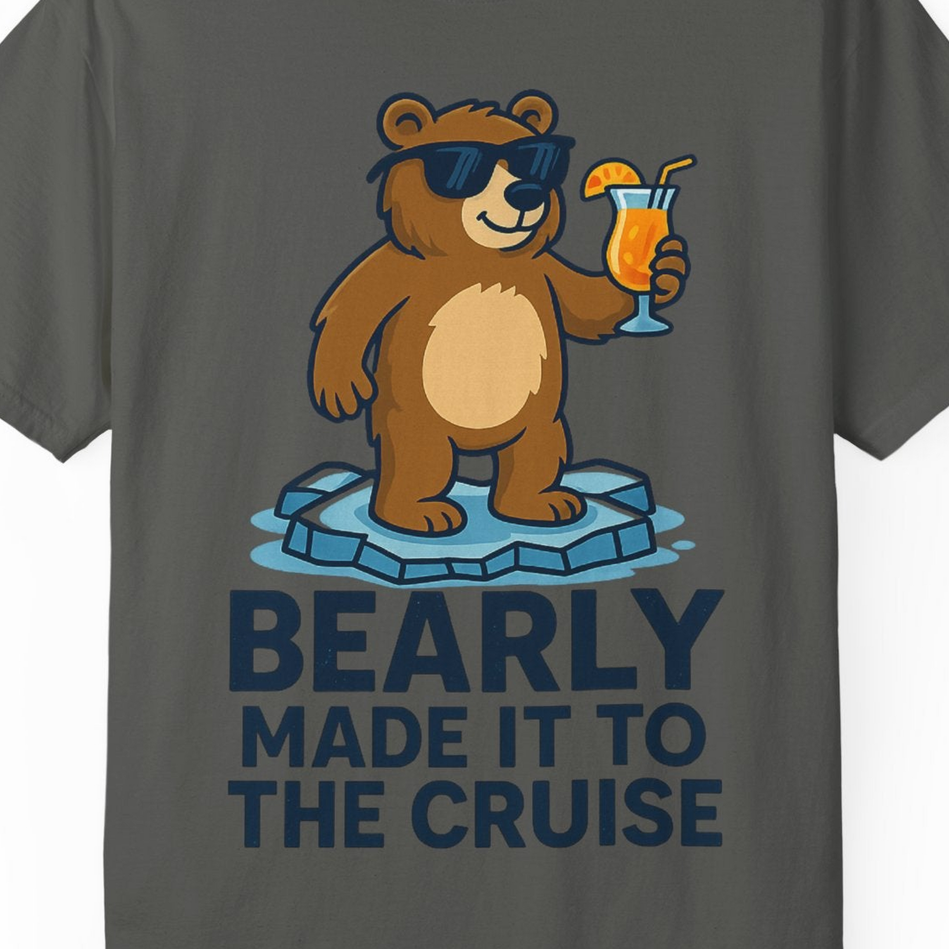 Bear Cruise Shirt Comfort Colors T-Shirt – Pepper – Alaska Cruise Shirts Close Up