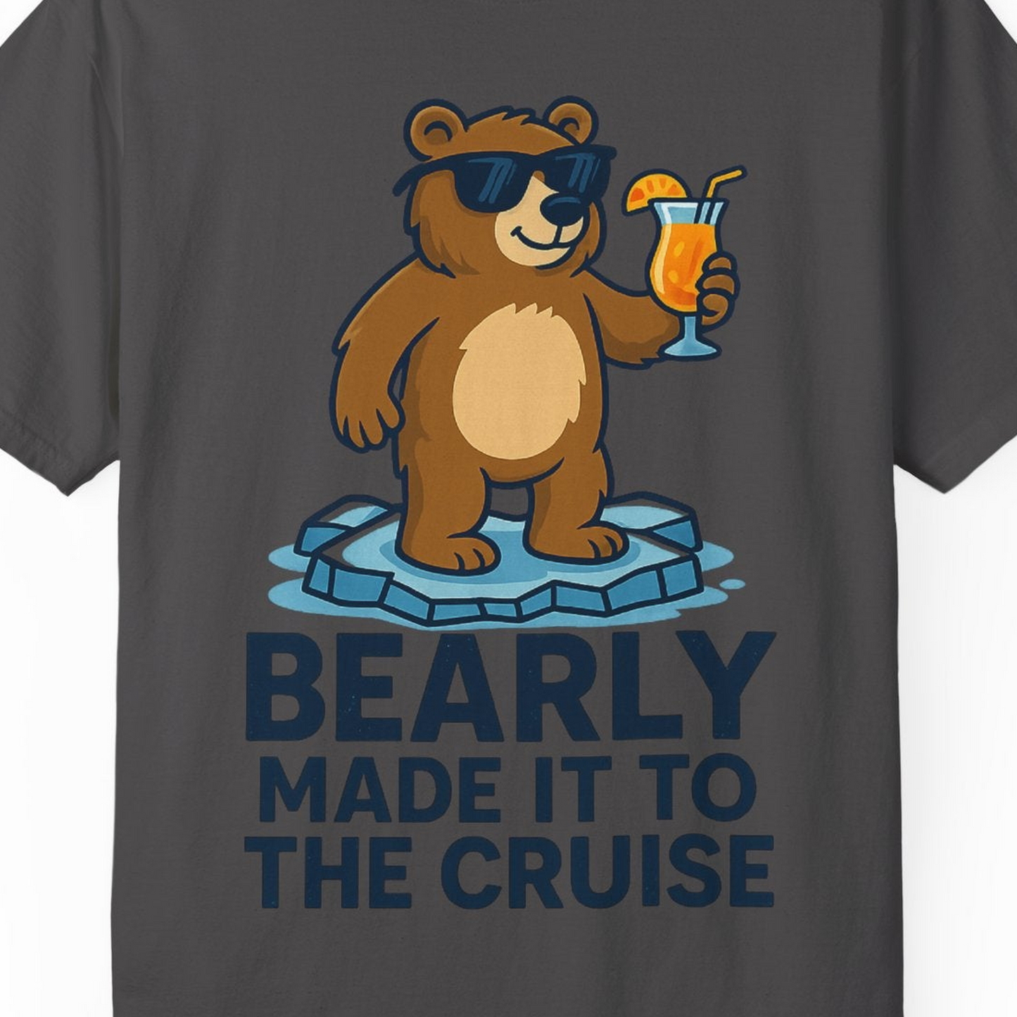 Bear Cruise Shirt Comfort Colors T-Shirt – Graphite – Alaska Cruise Shirts Close Up