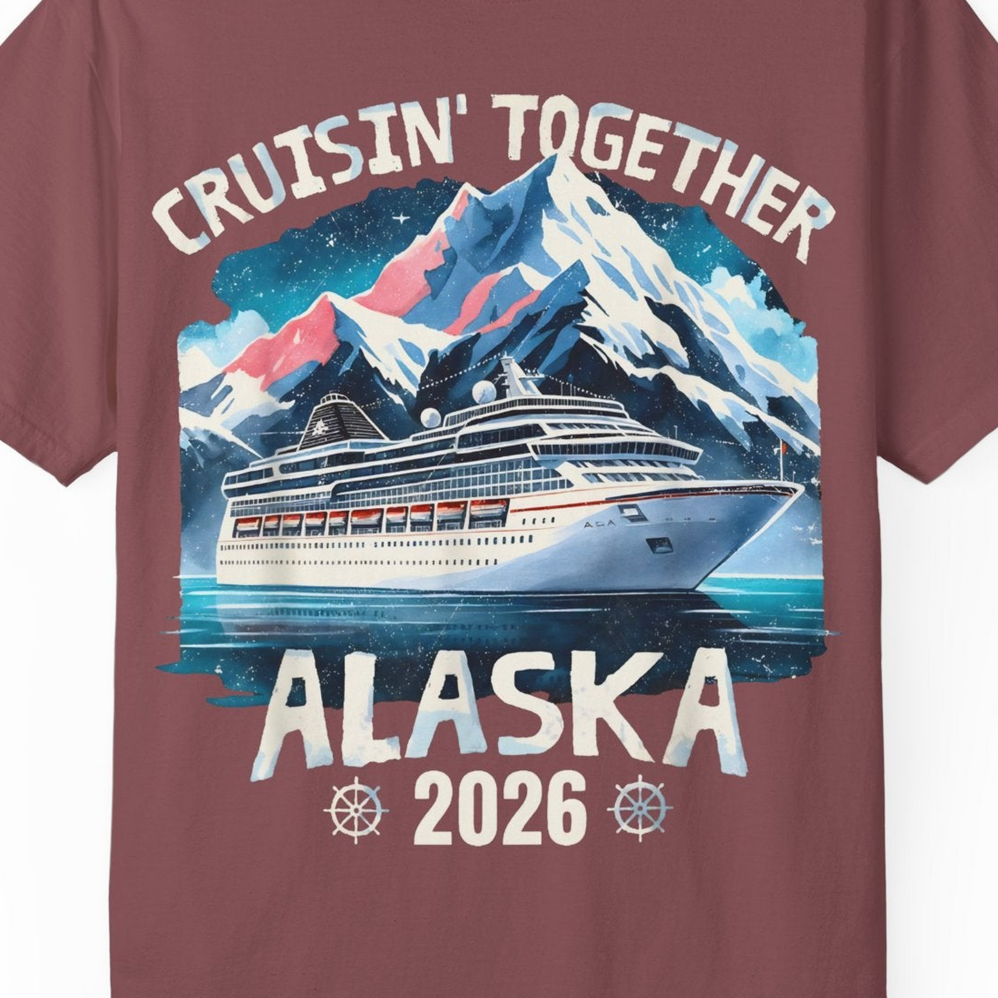 Alaska Cruise 2026 Shirt Comfort Colors T-Shirt – Brick – Alaska Cruise Shirts Close Up