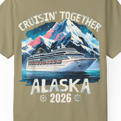 Alaska Cruise 2026 Shirt Comfort Colors T-Shirt – Khaki – Alaska Cruise Shirts Close Up