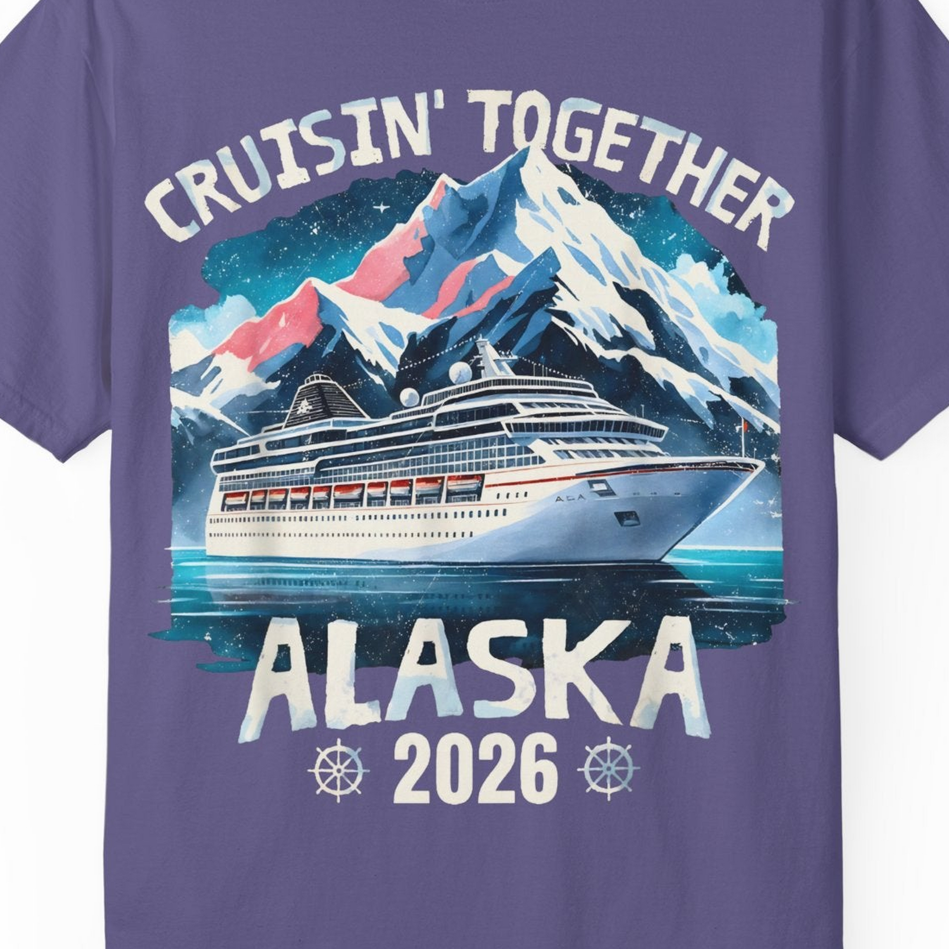Alaska Cruise 2026 Shirt Comfort Colors T-Shirt – Grape – Alaska Cruise Shirts Close Up