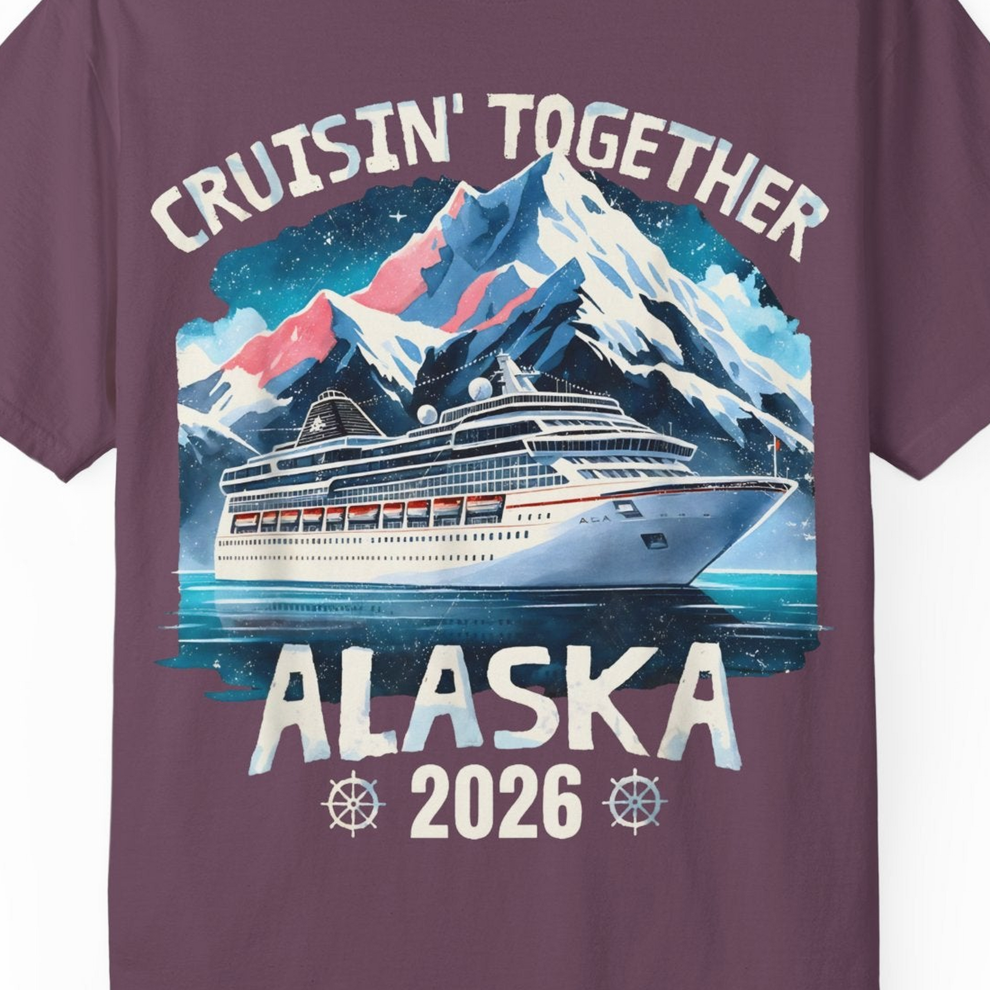 Alaska Cruise 2026 Shirt Comfort Colors T-Shirt – Berry – Alaska Cruise Shirts Close Up