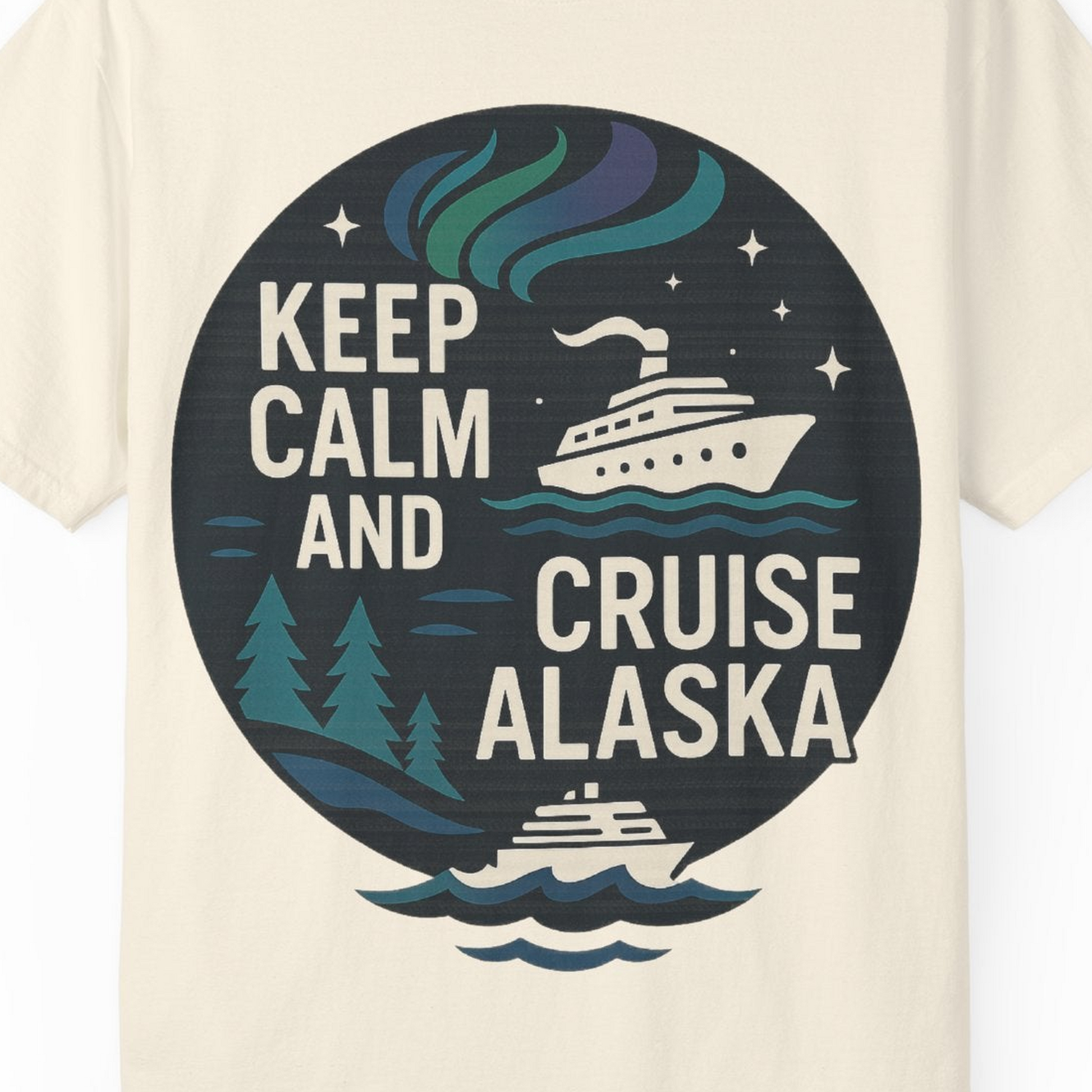 Keep Calm Cruise Alaska Shirt Comfort Colors T-Shirt – Ivory – Alaska Cruise Shirts Close Up