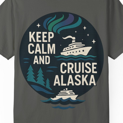 Keep Calm Cruise Alaska Shirt Comfort Colors T-Shirt – Pepper – Alaska Cruise Shirts Close Up