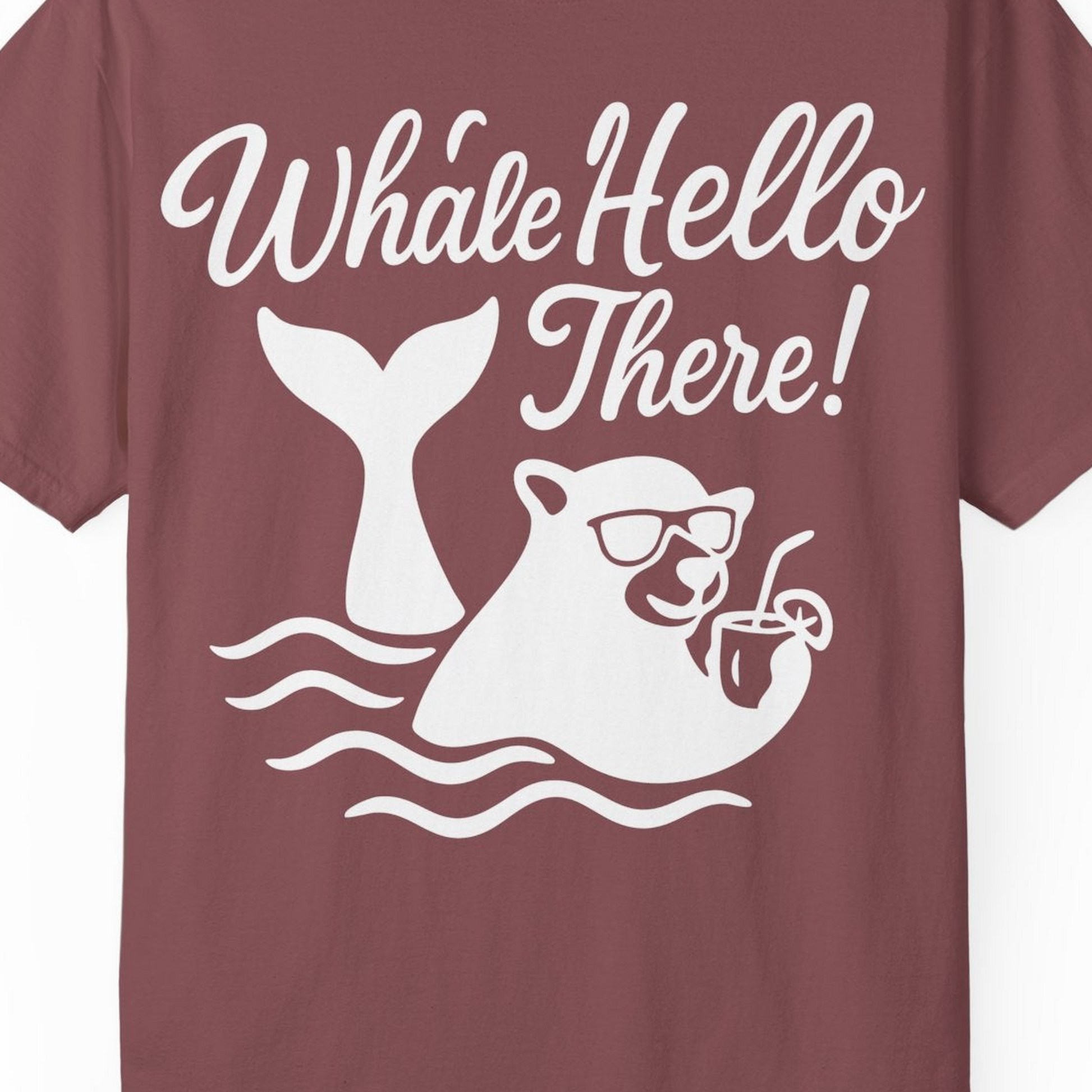 Whale Hello There Shirt Comfort Colors T-Shirt – Brick – Alaska Cruise Shirts Close Up