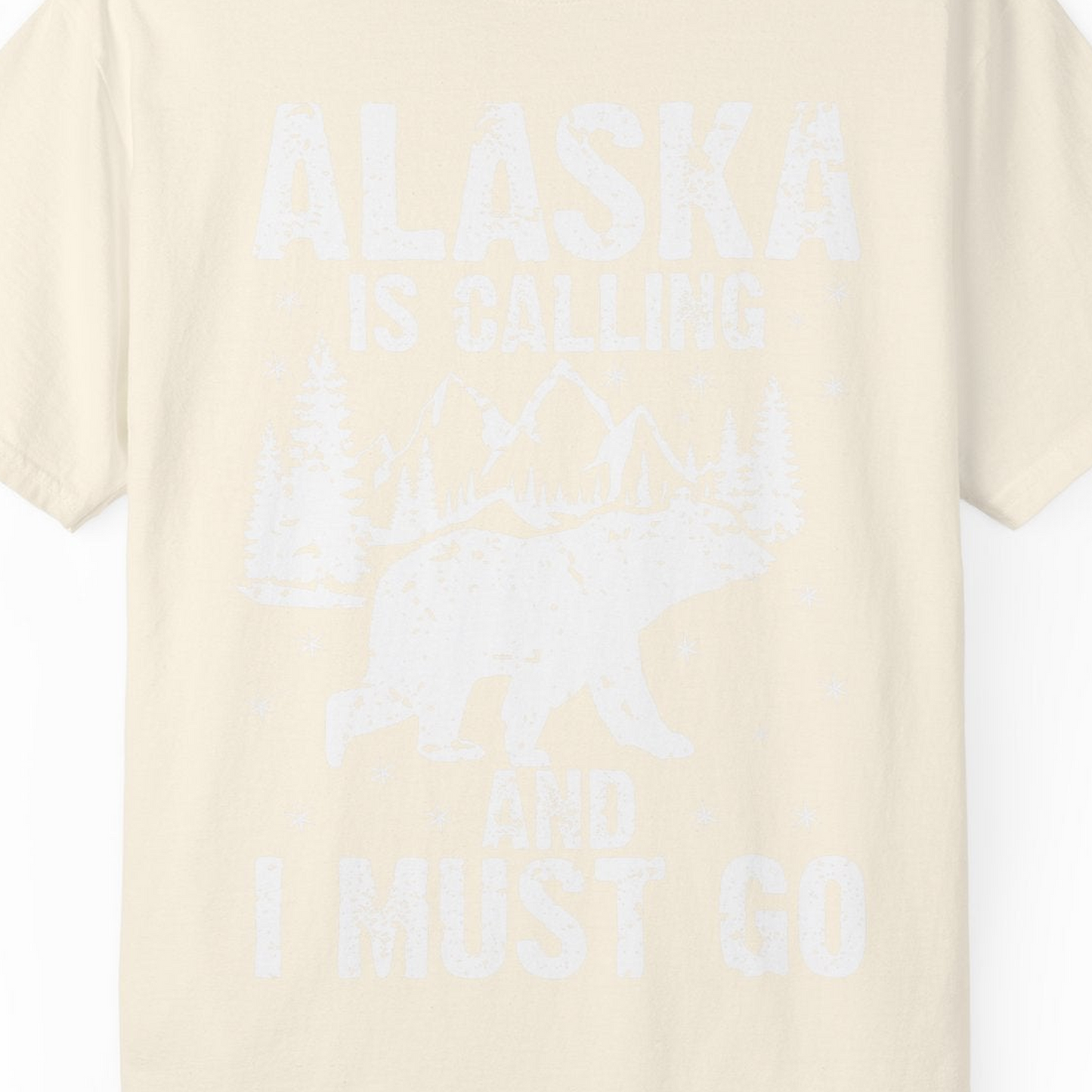 Alaska Is Calling Bear Mountain Wilderness Adventure Vintage Shirt — Comfort Comfort Colors T-Shirt – Ivory – Alaska Cruise Shirts Close Up