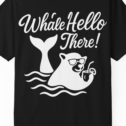 Whale Hello There Shirt Comfort Colors T-Shirt – Black – Alaska Cruise Shirts Close Up