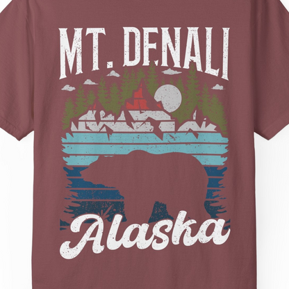 Mt Denali Alaska Bear Wilderness Shirt Comfort Colors T-Shirt – Brick – Alaska Cruise Shirts Close Up