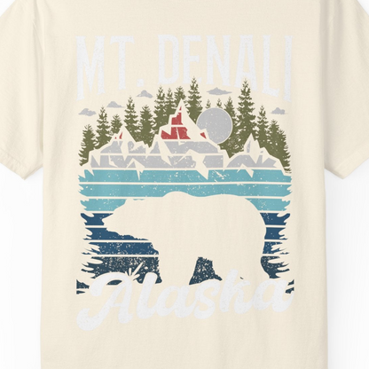 Mt Denali Alaska Bear Wilderness Shirt Comfort Colors T-Shirt – Ivory – Alaska Cruise Shirts Close Up