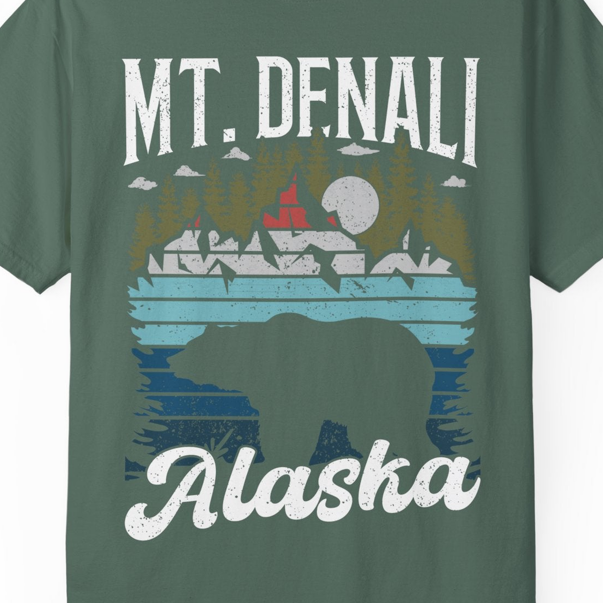 Mt Denali Alaska Bear Wilderness Shirt Comfort Colors T-Shirt – Blue Spruce – Alaska Cruise Shirts Close Up