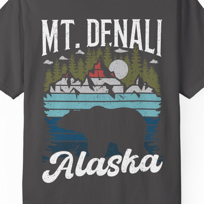 Mt Denali Alaska Bear Wilderness Shirt Comfort Colors T-Shirt – Graphite – Alaska Cruise Shirts Close Up