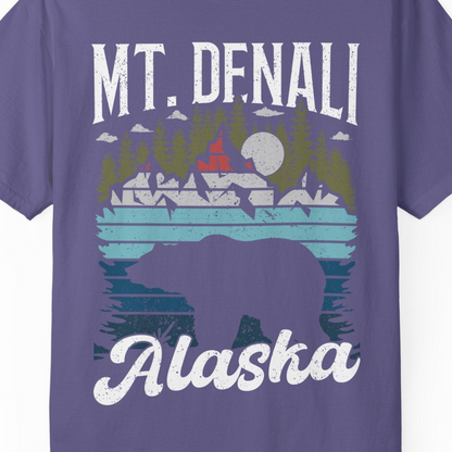 Mt Denali Alaska Bear Wilderness Shirt Comfort Colors T-Shirt – Grape – Alaska Cruise Shirts Close Up