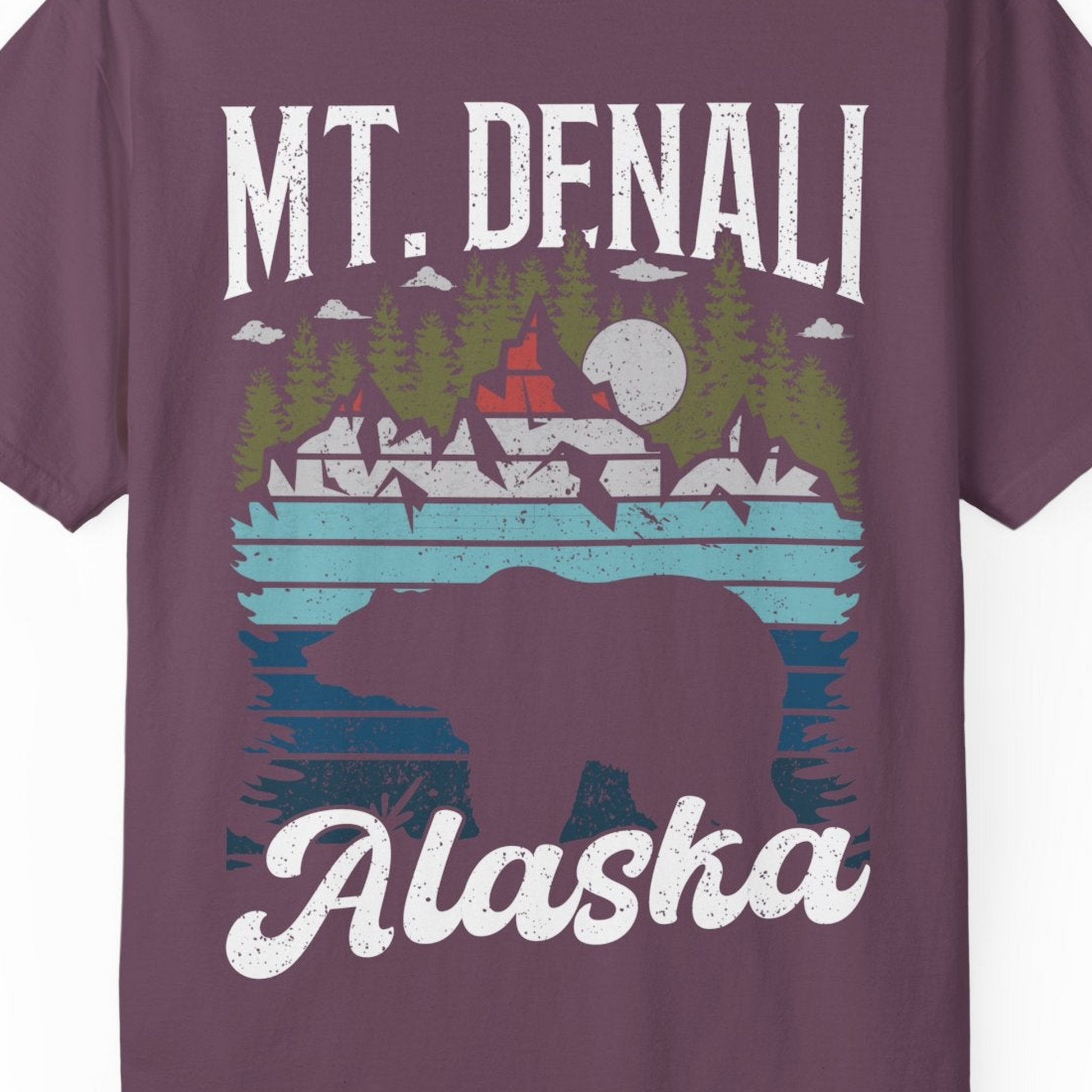 Mt Denali Alaska Bear Wilderness Shirt Comfort Colors T-Shirt – Berry – Alaska Cruise Shirts Close Up