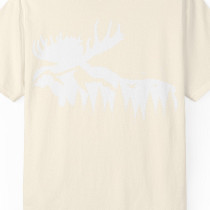 Moose Silhouette Forest Scene Shirt Comfort Colors T-Shirt – Ivory – Alaska Cruise Shirts Close Up