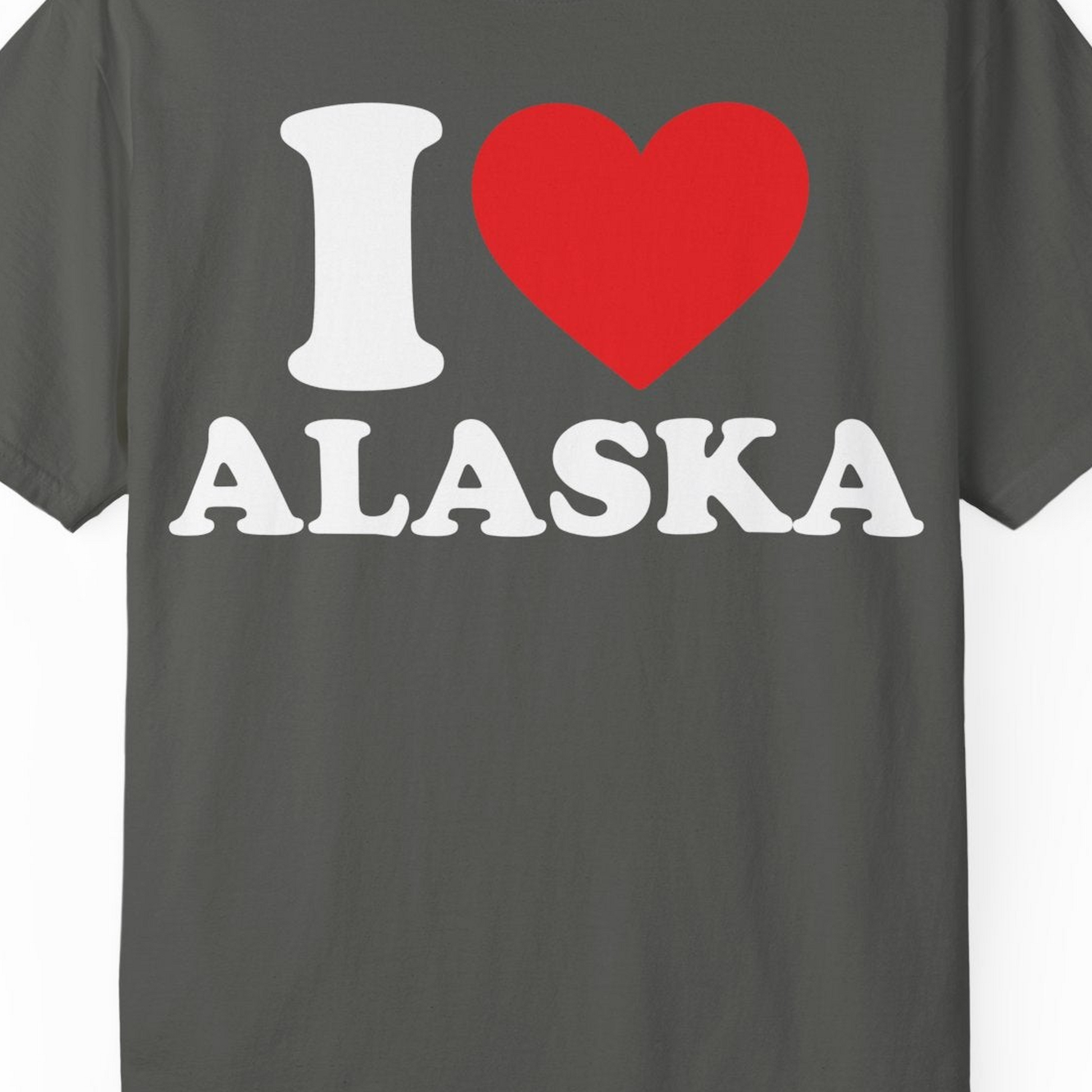 I Love Alaska Shirt Comfort Colors T-Shirt – Pepper – Alaska Cruise Shirts Close Up