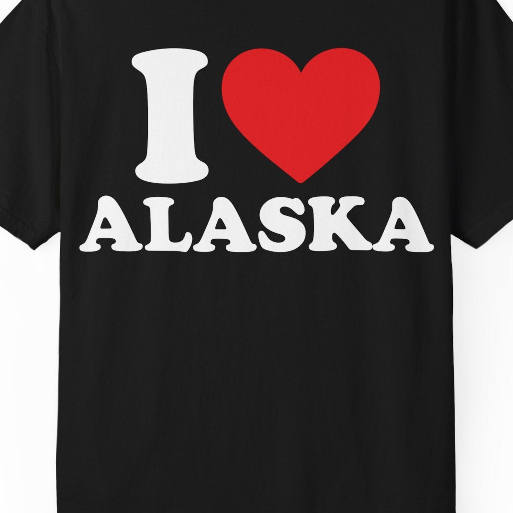 I Love Alaska Shirt Comfort Colors T-Shirt – Black – Alaska Cruise Shirts Close Up