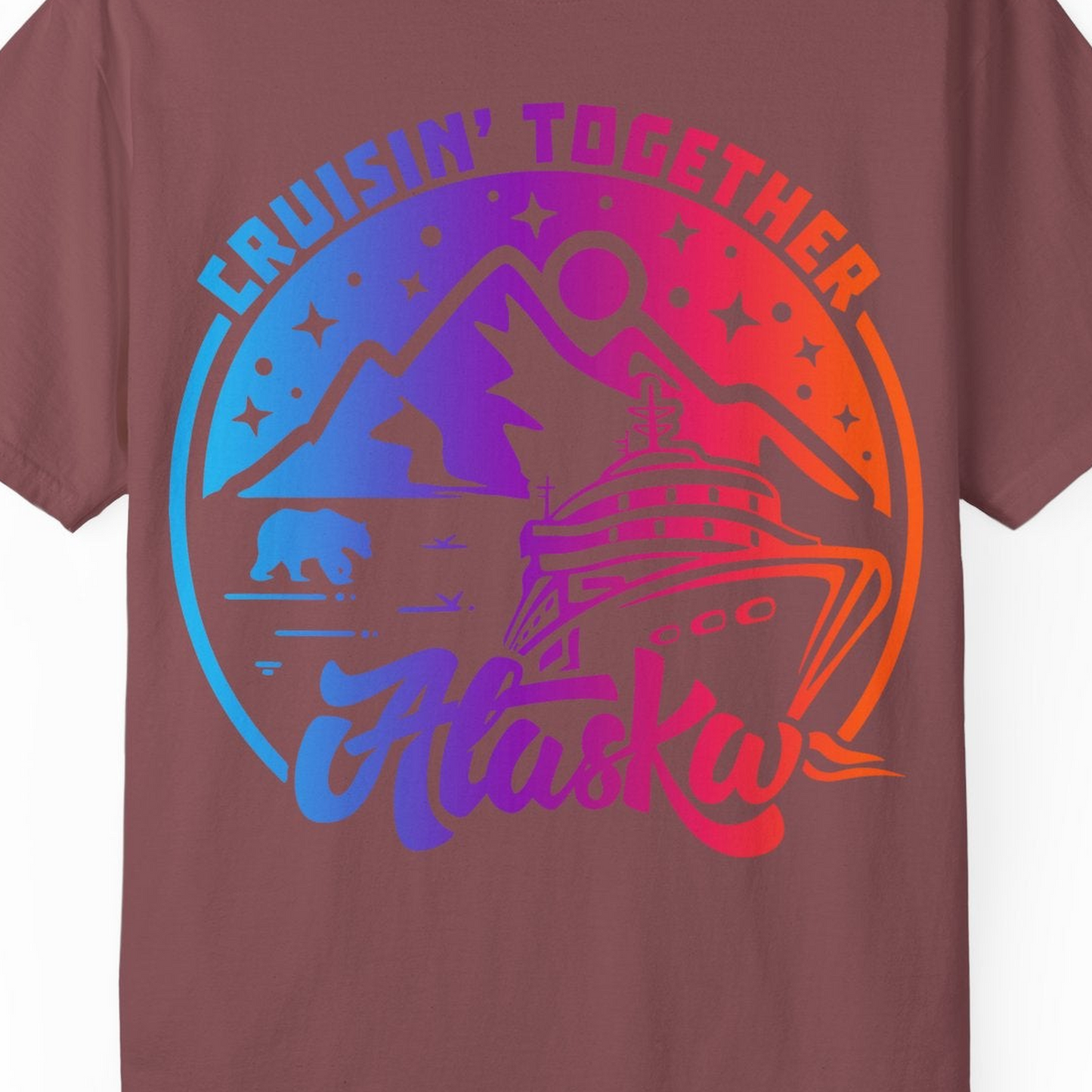 Alaska Cruise Shirt Comfort Colors T-Shirt – Brick – Alaska Cruise Shirts Close Up