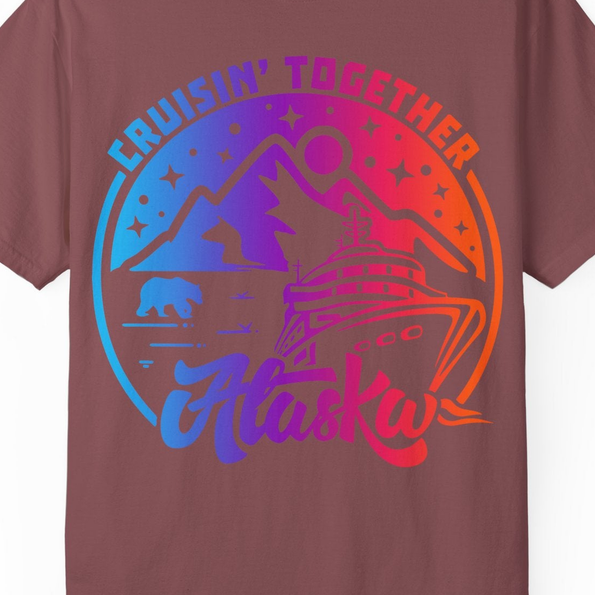 Alaska Cruise Shirt Comfort Colors T-Shirt – Brick – Alaska Cruise Shirts Close Up