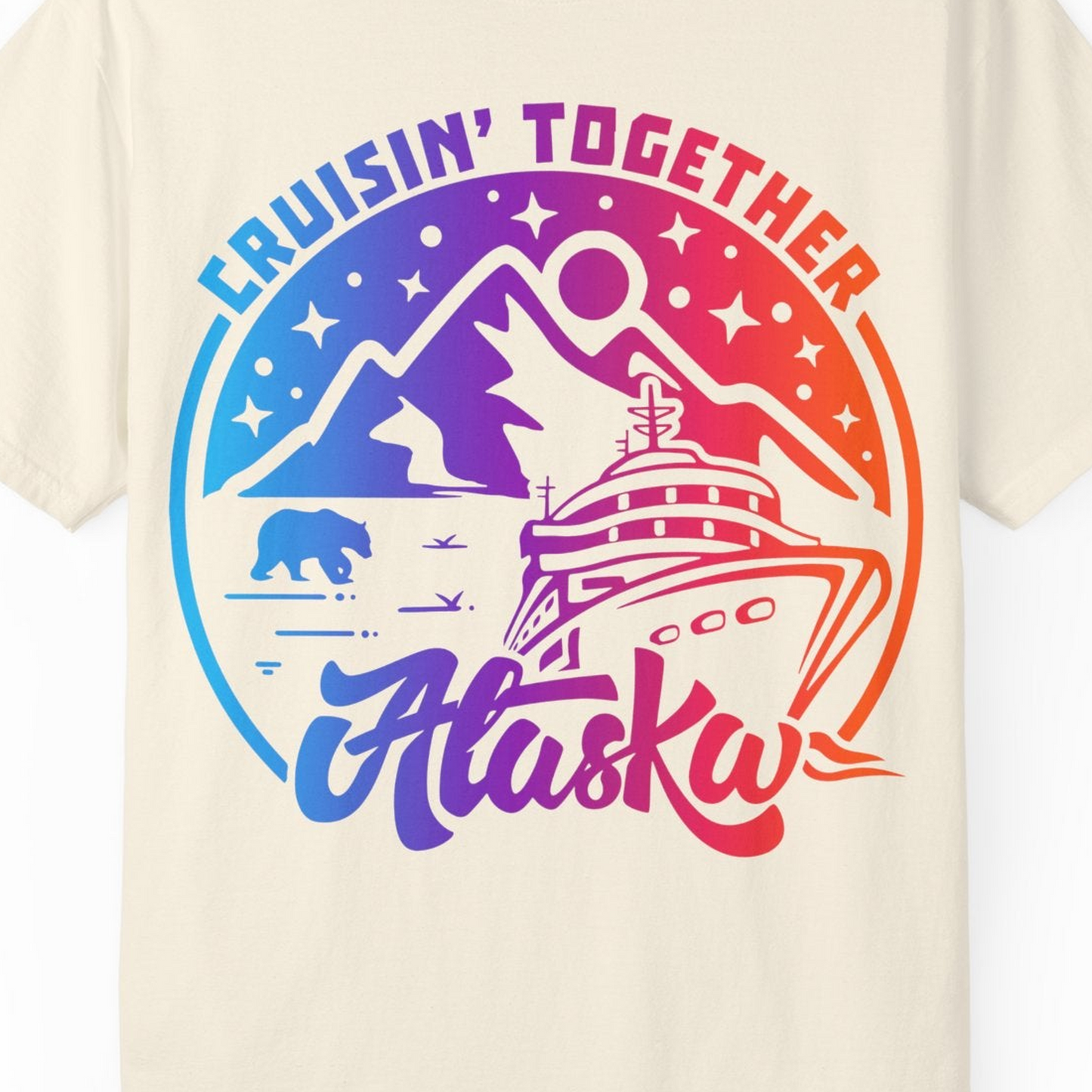 Alaska Cruise Shirt Comfort Colors T-Shirt – Ivory – Alaska Cruise Shirts Close Up