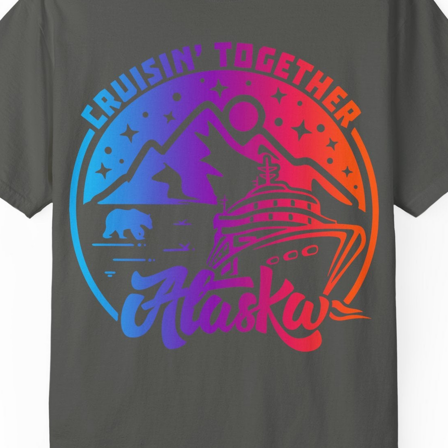 Alaska Cruise Shirt Comfort Colors T-Shirt – Pepper – Alaska Cruise Shirts Close Up