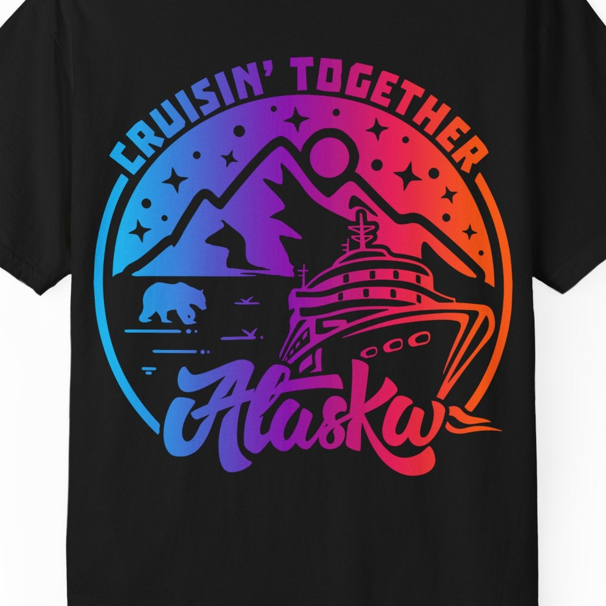 Alaska Cruise Shirt Comfort Colors T-Shirt – Black – Alaska Cruise Shirts Close Up