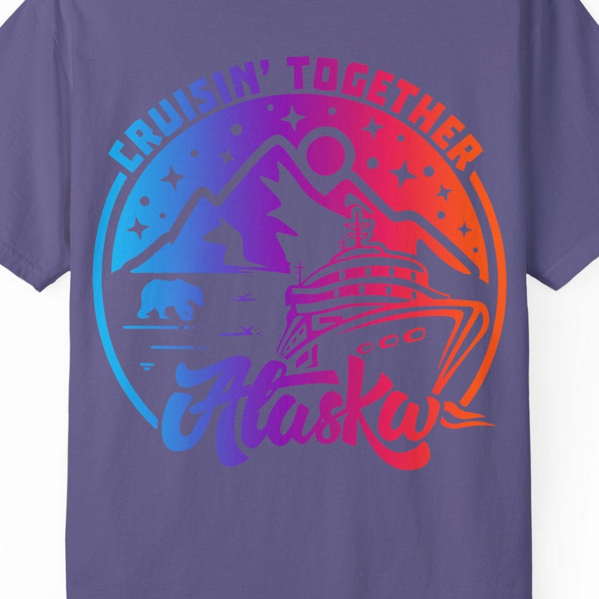 Alaska Cruise Shirt Comfort Colors T-Shirt – Grape – Alaska Cruise Shirts Close Up